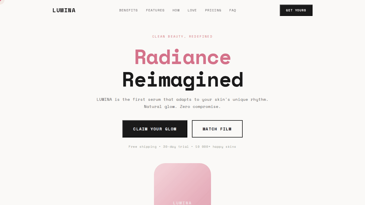 Beauty Product Launch Landing Page