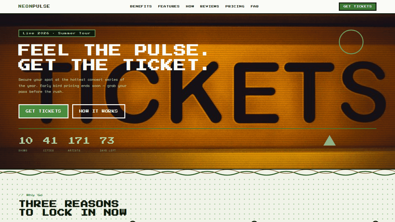 Concert Ticket Landing Page