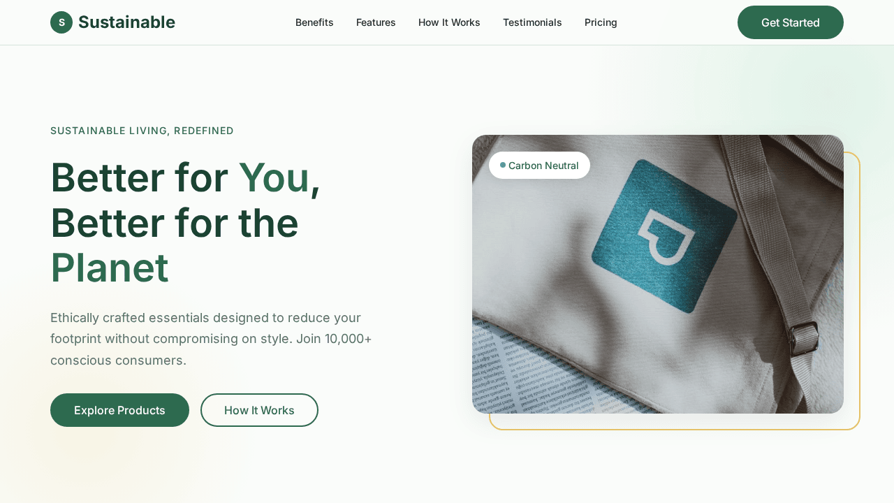 Sustainable Brand Landing Page